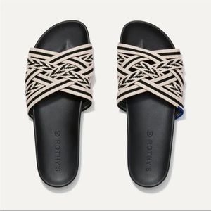 New! Rothy’s | Black and Tan Hemp Slides size 9 Travel Resortwear Minimalist